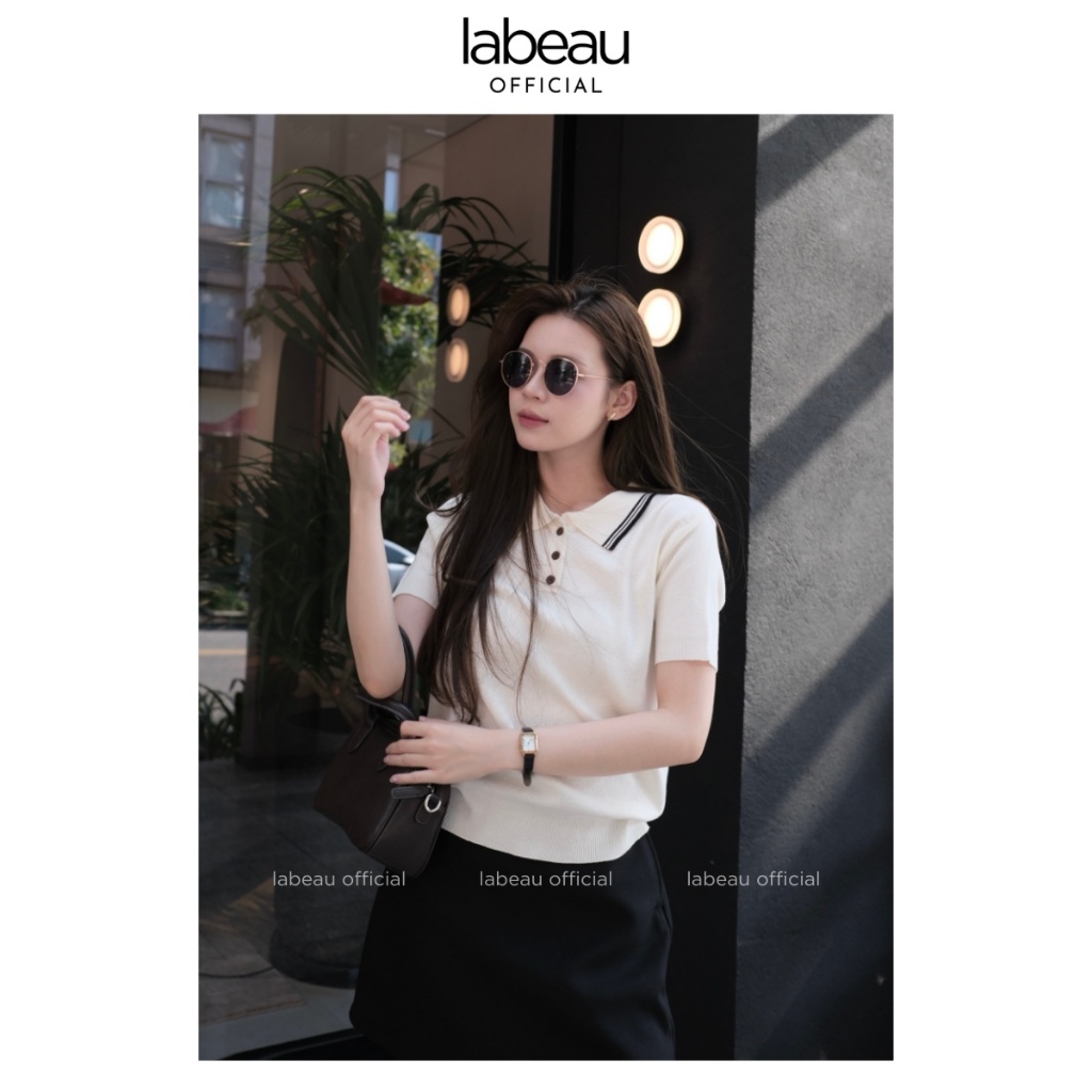 Áo Polo Nữ Dệt Kim Cao Cấp Viền Cổ | Labeau – Form Ôm Thanh Lịch, Chất Mát Co Giãn, Thời Trang Hàn Quốc dễ phối đồ | BigBuy360 - bigbuy360.vn