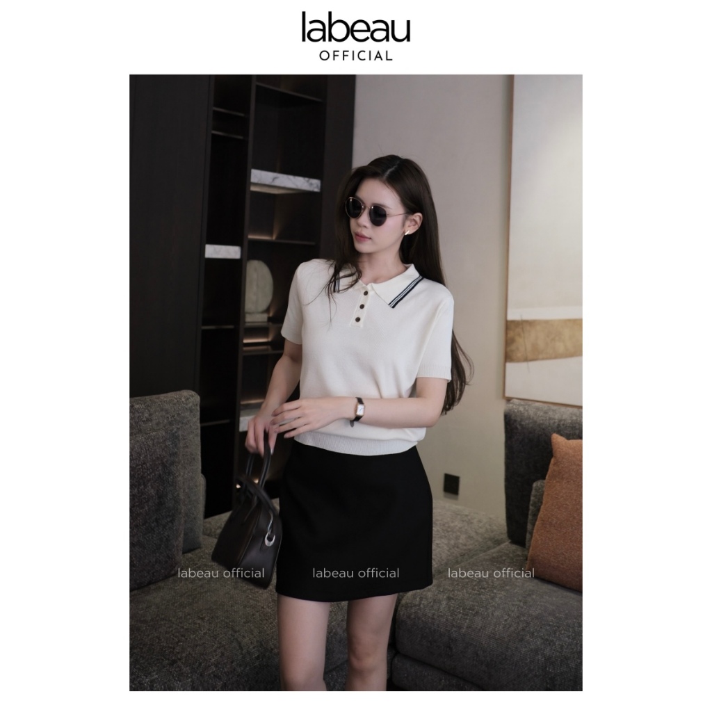 Áo Polo Nữ Dệt Kim Cao Cấp Viền Cổ | Labeau – Form Ôm Thanh Lịch, Chất Mát Co Giãn, Thời Trang Hàn Quốc dễ phối đồ | BigBuy360 - bigbuy360.vn