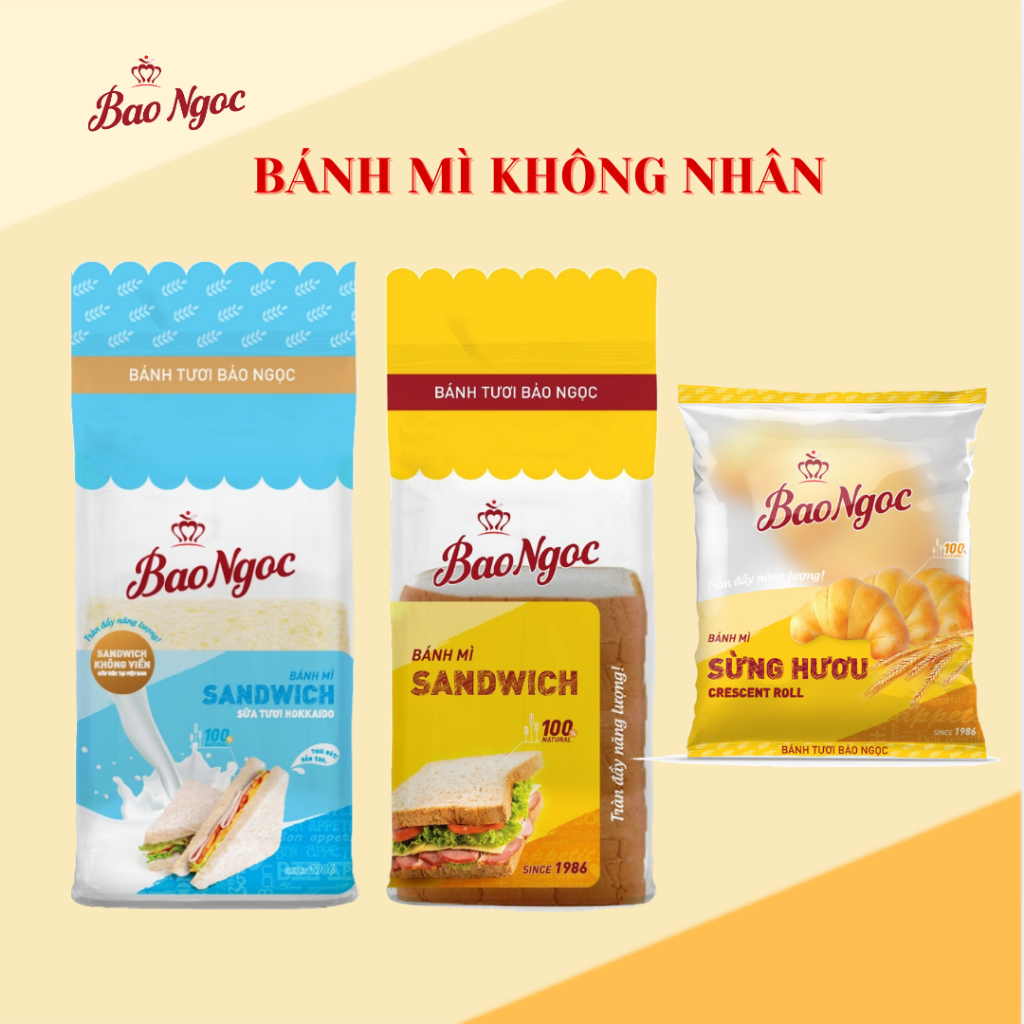 [5 Vị] Bánh mì không nhân nhiều vị Bảo Ngọc nhiều vị 185g đến 275g