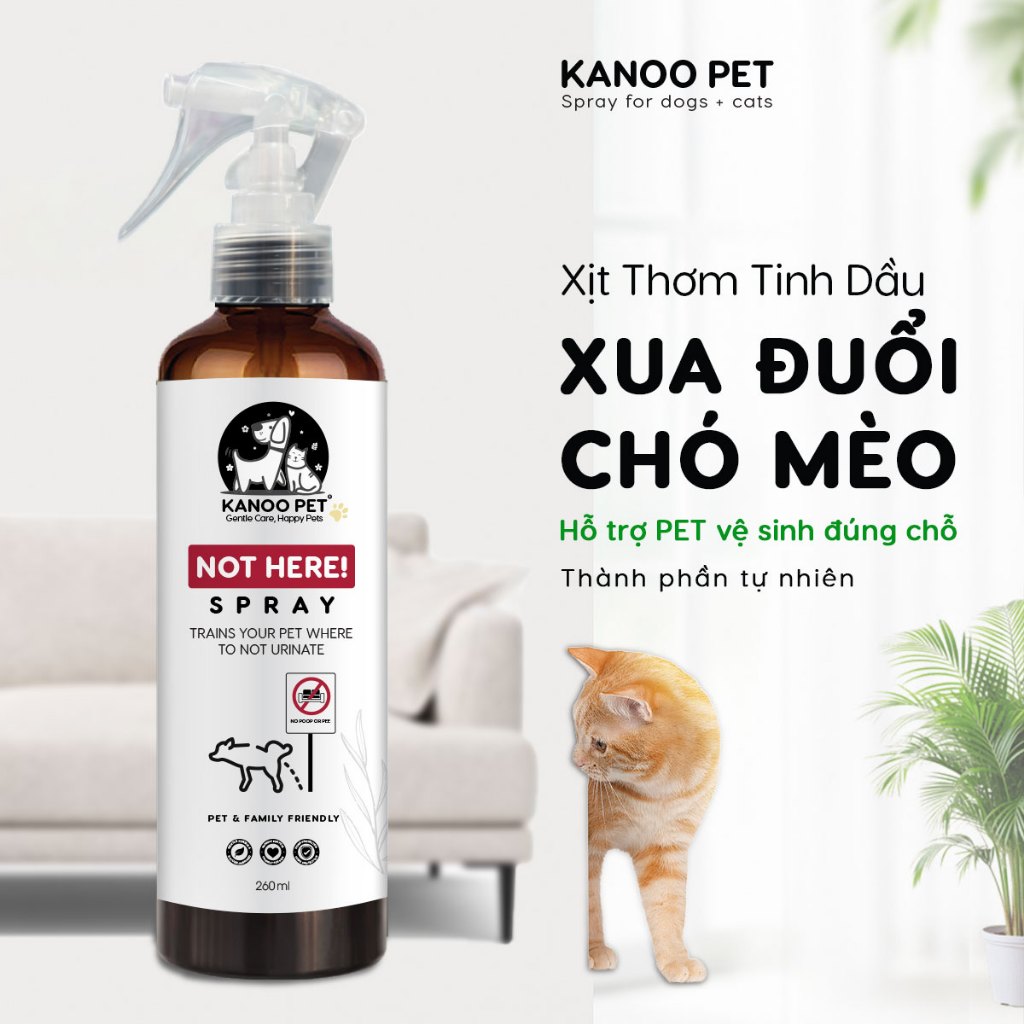 Xịt thơm tinh dầu xua đuổi chó mèo NOT HERE ngăn chó mèo cắn phá, phóng uế sai chỗ, khử mùi
