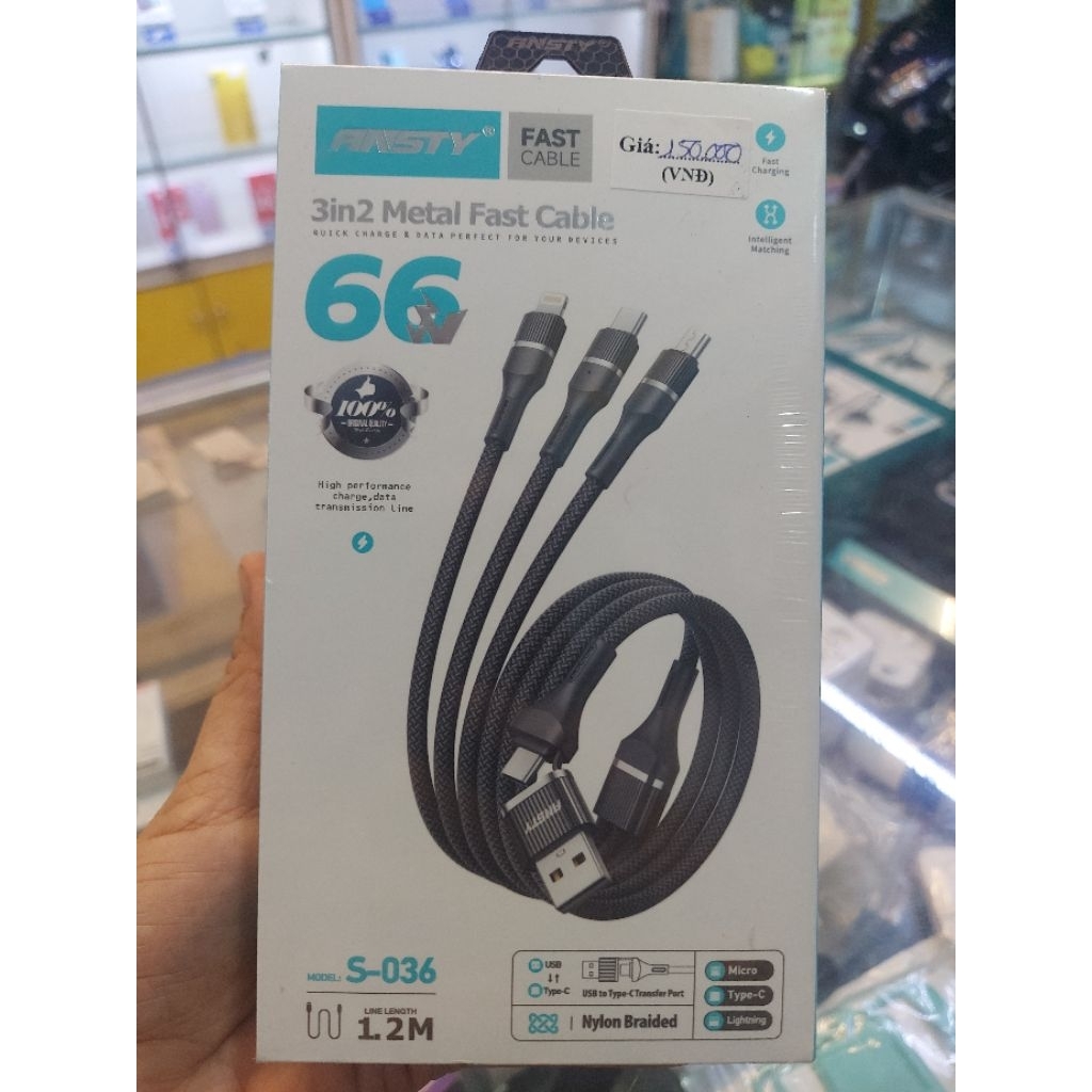 Cáp sạc đa năng chính hãng Ansty S-036