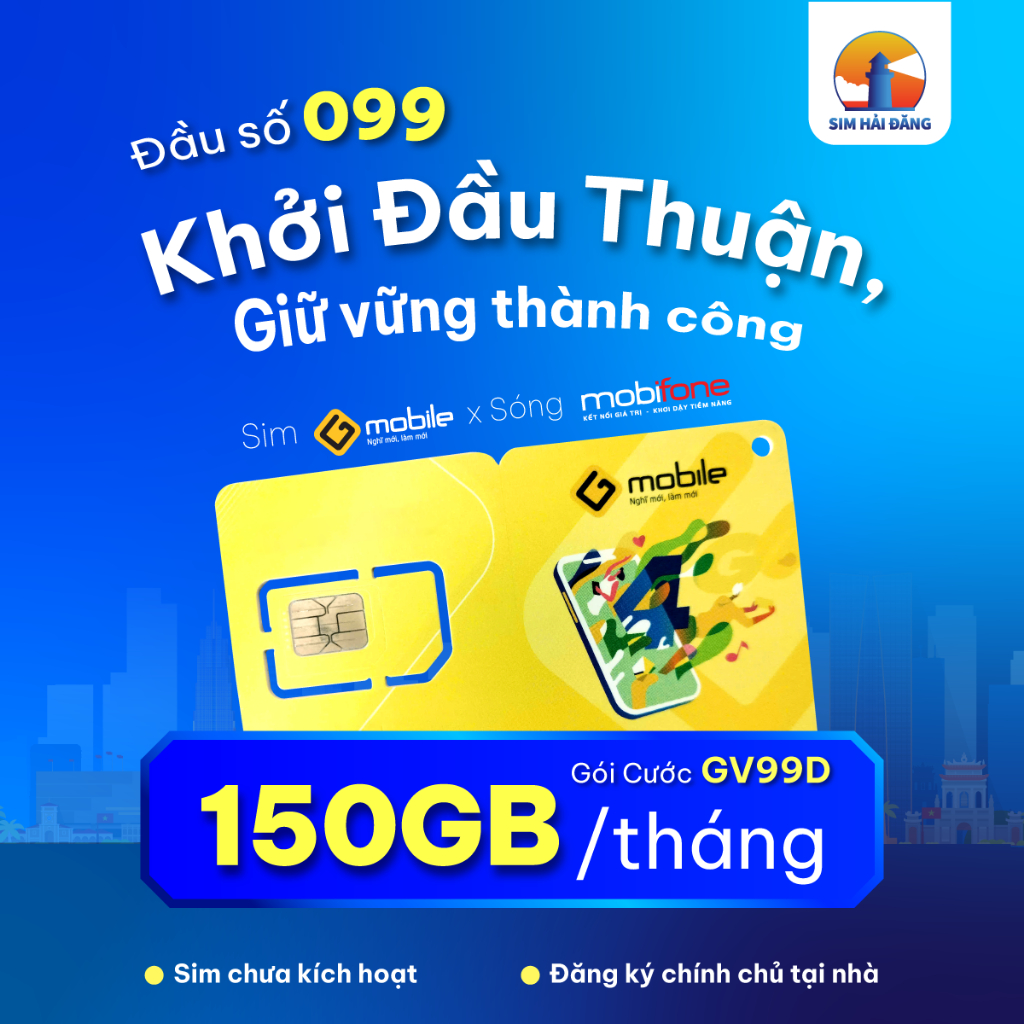 [CÓ HỖ TRỢ ESIM] SIM GMOBILE 5G/4G - ĐẦU O99 SÓNG MOBIFONE - GV99D - DATA 5GB/NGÀY - 99K/THÁNG
