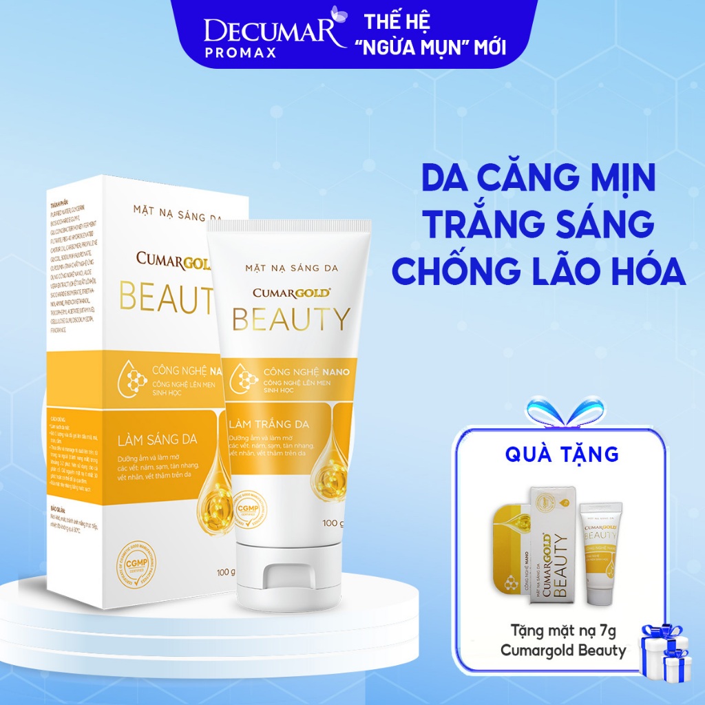 Mặt nạ sáng da CumarGold Beauty giúp da căng mịn, trắng sáng, mờ thâm nám, chống lão hóa - CMB02