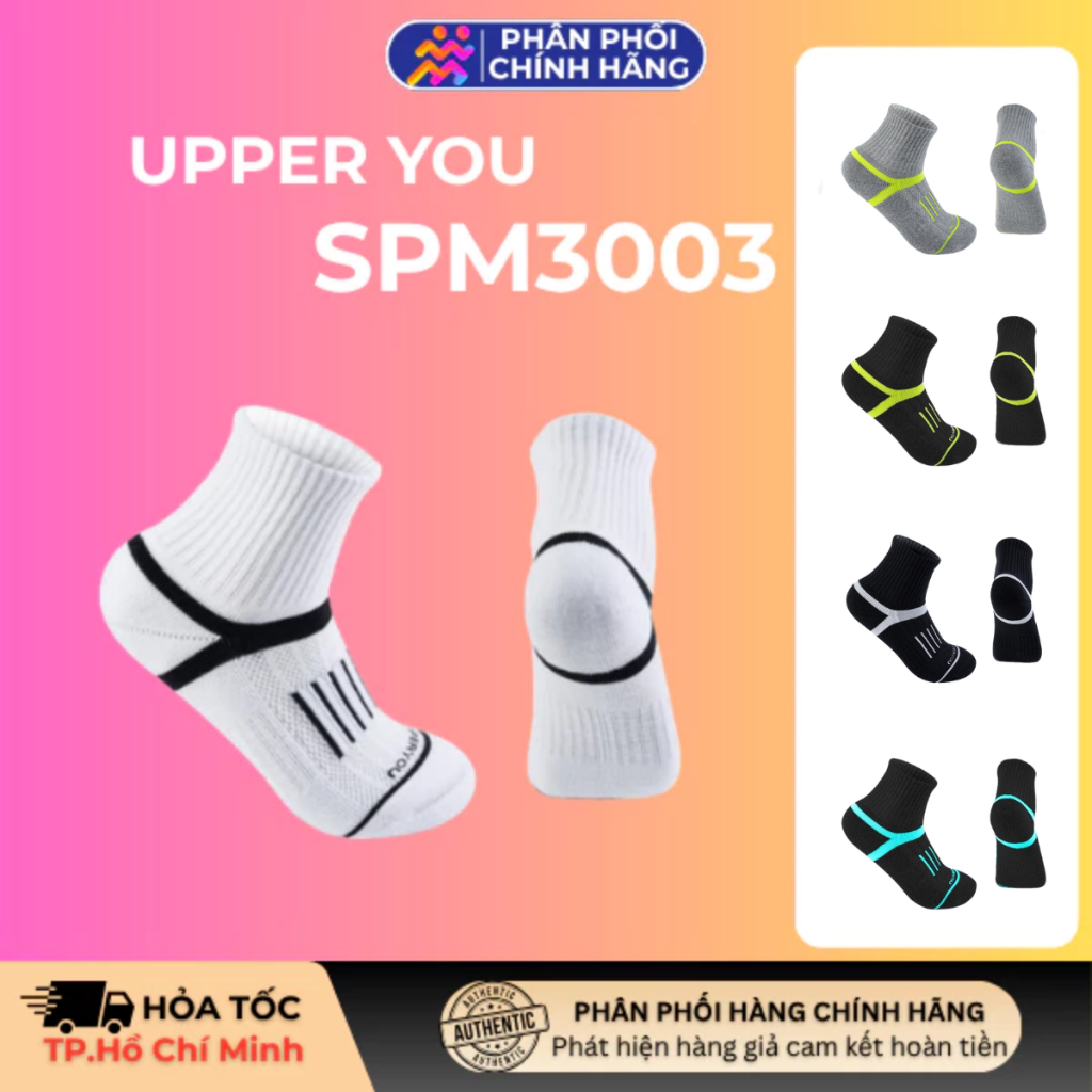 Vớ Chạy Bộ Upper You Light Cushion SPM3003 - Tất Thể Thao Cổ Trung Cotton Cao Cấp