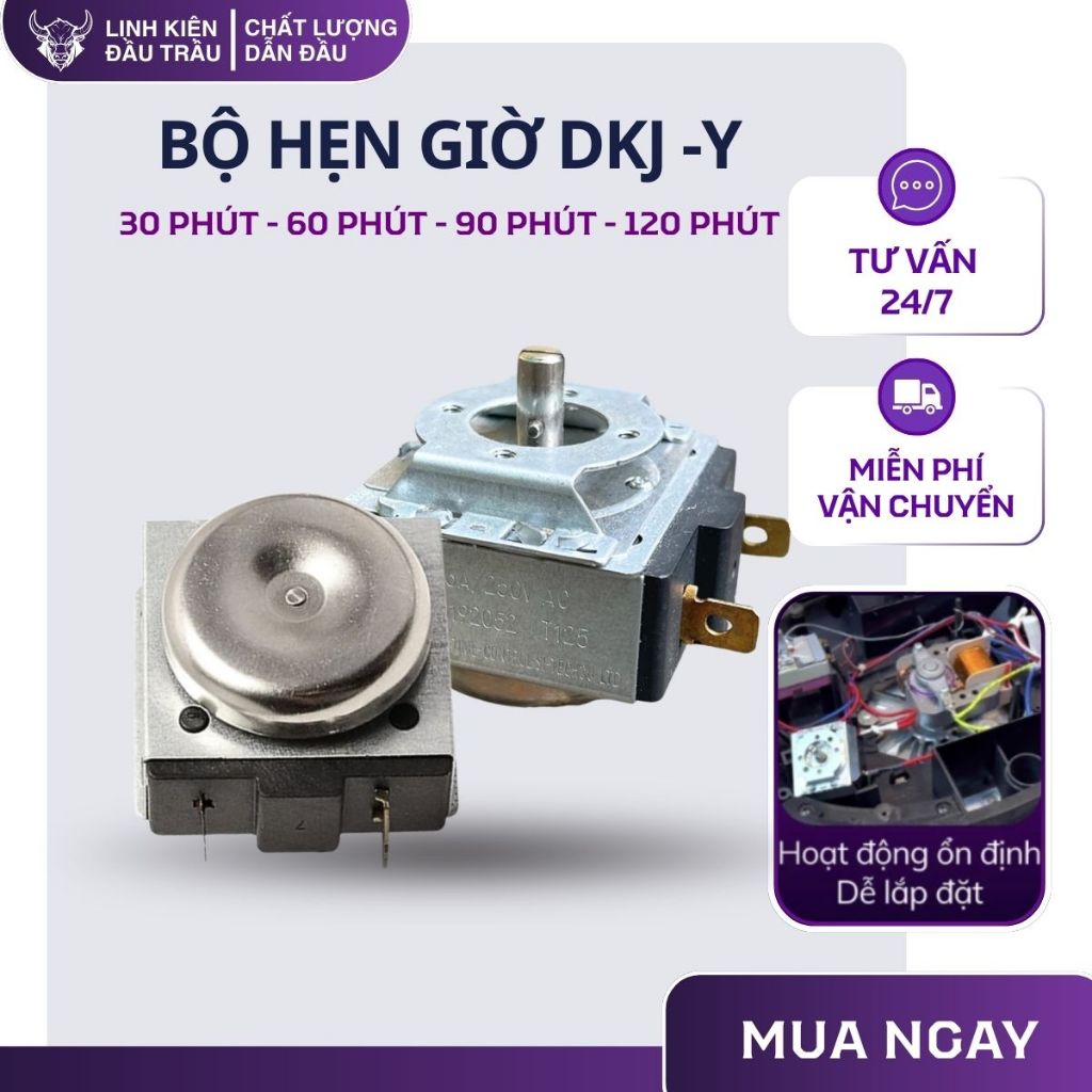 Bộ hẹn giờ lò nướng, nồi áp suất DKJ -Y 30 60 90 120 phút trục tròn Linh Kiện Đầu Trâu