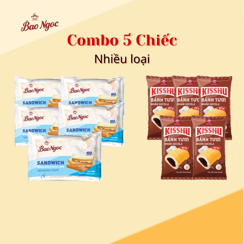 [Combo 5C-Chọn Vị] Bánh mì tươi Bảo Ngọc nhiều vị đầy đủ dinh dưỡng phù hợp cho mọi lứa tuổi