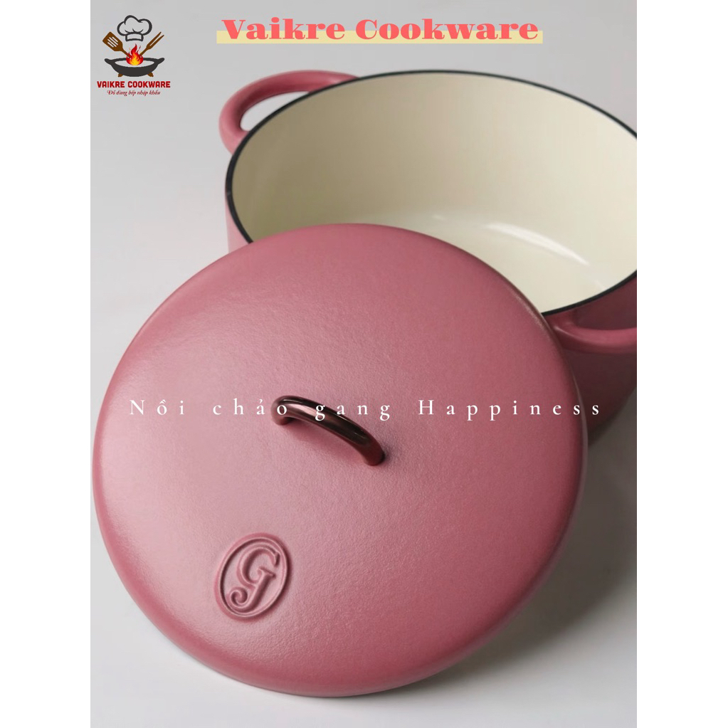 [Great Jones] Nồi gang tráng men Great Jones thương hiệu Mỹ size 22cm - 3,3lit sử dụng bếp từ, bếp đ