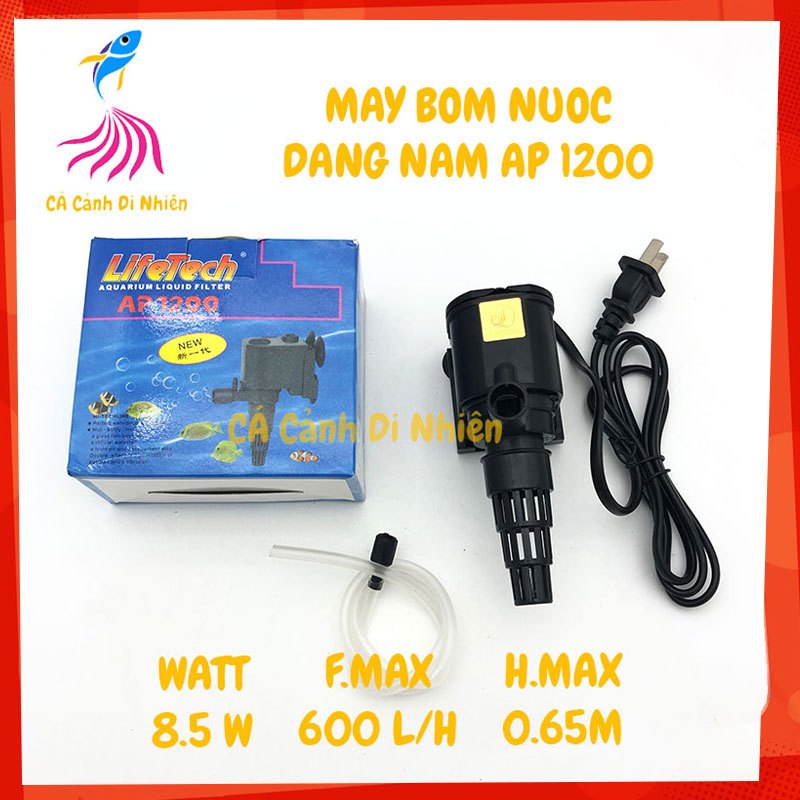 Máy bơm nước thổi oxy hồ cá dạng nằm Lifetech AP 1200 ap1200 bơm thủy canh