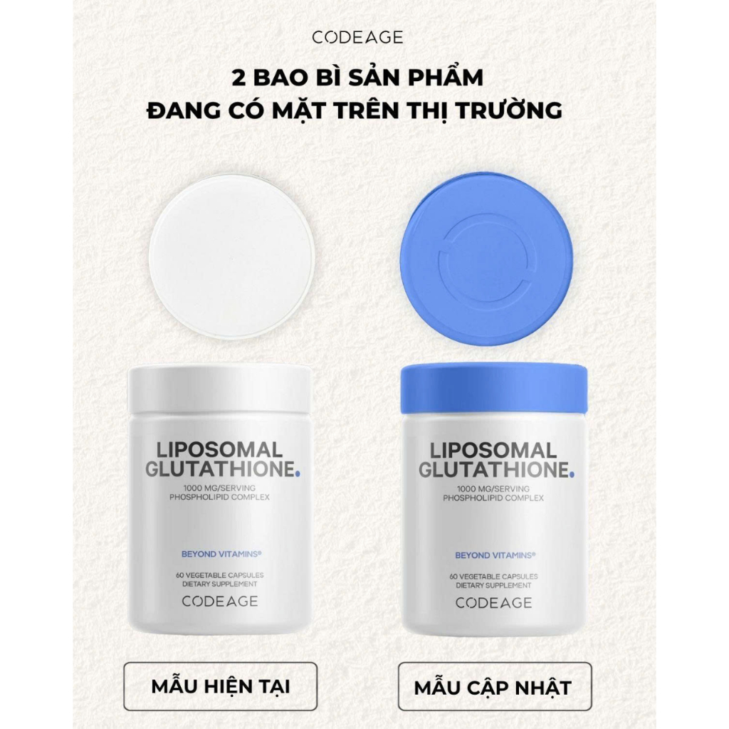 60 Viên Glutathione Codeage 1000mg Hỗ Trợ Da Sáng Mịn