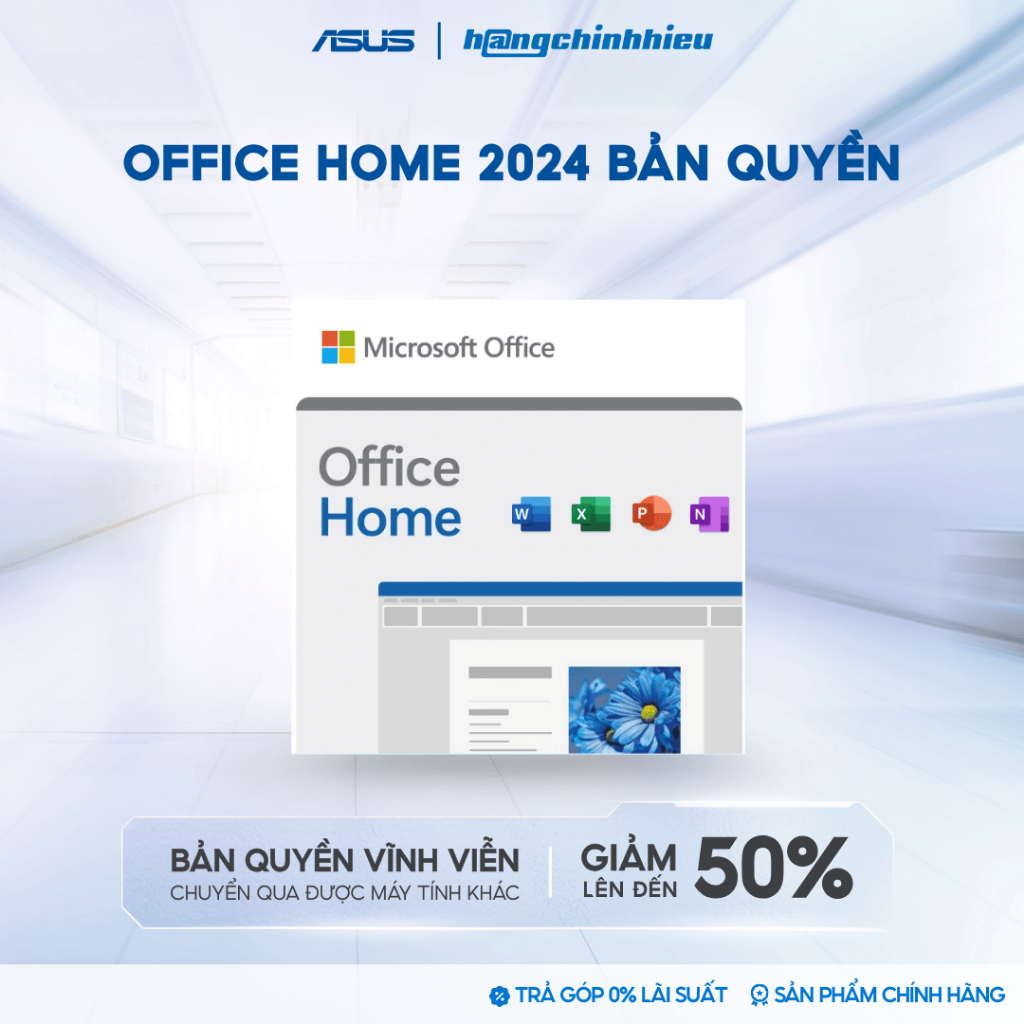 Phần mềm Office Home 2024 bản quyền dùng cơ bản Word, Excel, Powerpoint | 1 người | 1 thiết bị | Dùn