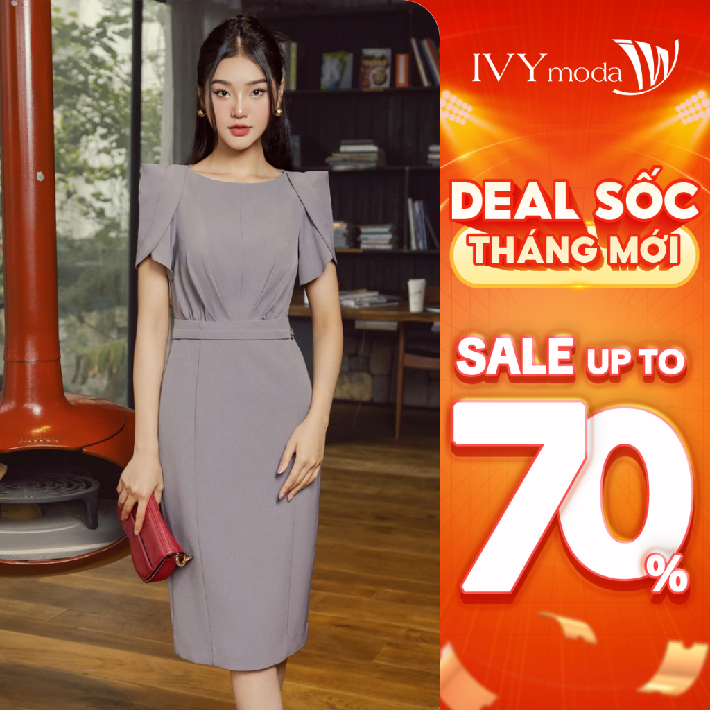 Đầm ôm vai kiểu nữ IVY moda MS 48M8718