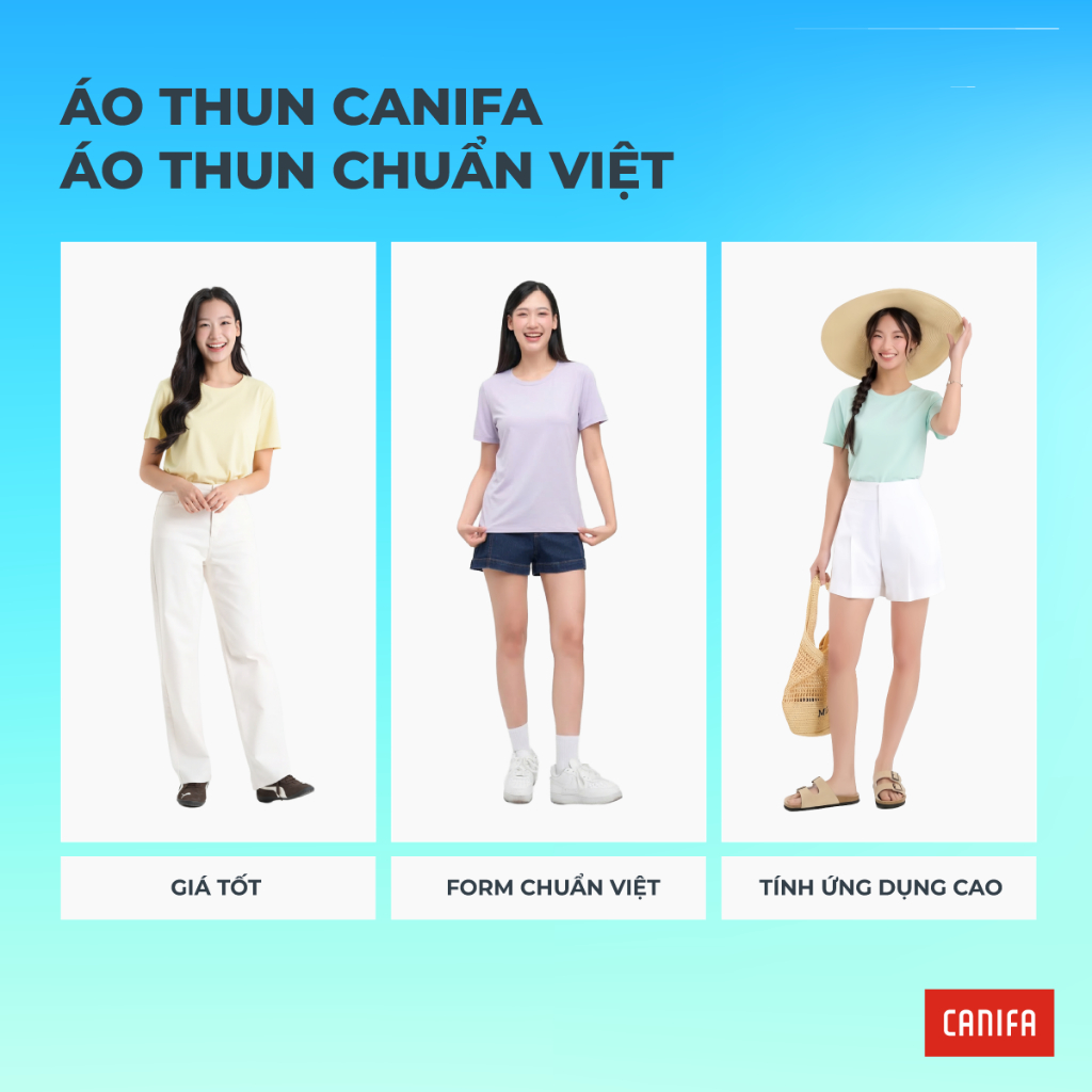 Áo phông nữ CANIFA cổ tròn trơn form rộng dáng cơ bản PS26 6TS26A001 | BigBuy360 - bigbuy360.vn