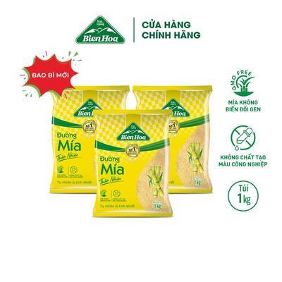 [KHÔNG CÓ QUÀ TẶNG] [Túi 1kg] Combo 3 Túi Đường mía thiên nhiên Biên Hòa 1kg/túi