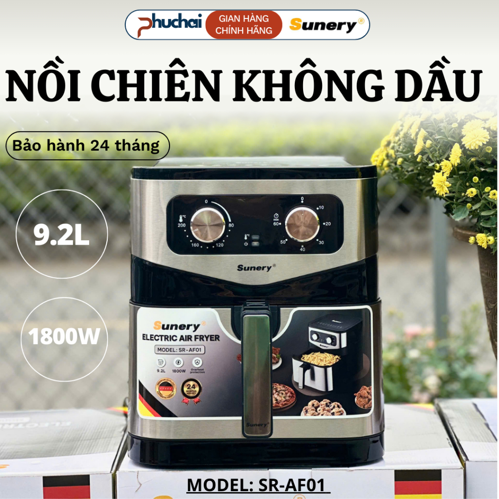 Nồi Chiên Không Dầu Sunery SR-AF01 Công Suất 1800W, Dung Tích Lớn 9.2L Rộng Rãi Tiện Lợi - Điện Máy Phúc Hải