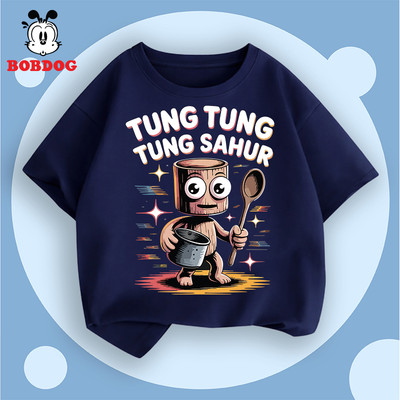 Áo phông bé trai mẫu mới BOBDOG chất liệu cotton co giãn in hình tung tung tung sahur cho bé
