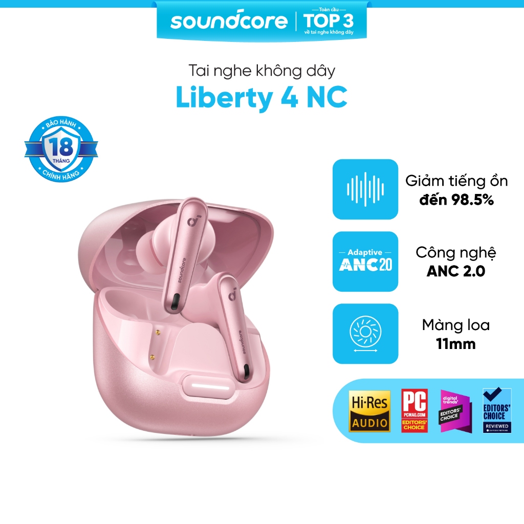 Tai nghe bluetooth soundcore Liberty 4NC | Chống ồn ANC 50 giờ phát nhạc | Sạc nhanh | Tích hợp phiê