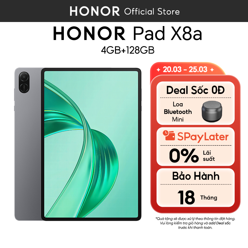 Máy tính bảng Honor Pad X8a 4GB+128GB | Màn hình TFT LCD 11" 90Hz | Pin 8300mAh | BH 18 tháng