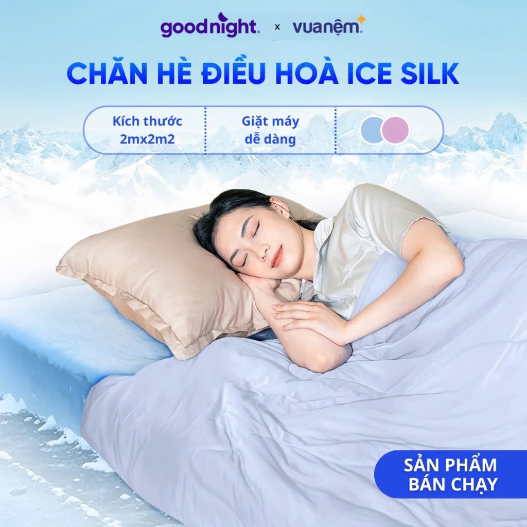 Chăn Điều Hòa Cao Cấp Chăn Hè Amando Ice Silk Lõi Bông Nhẹ Mềm Thoáng Dễ Vệ Sinh Goodnight Vua Nệm