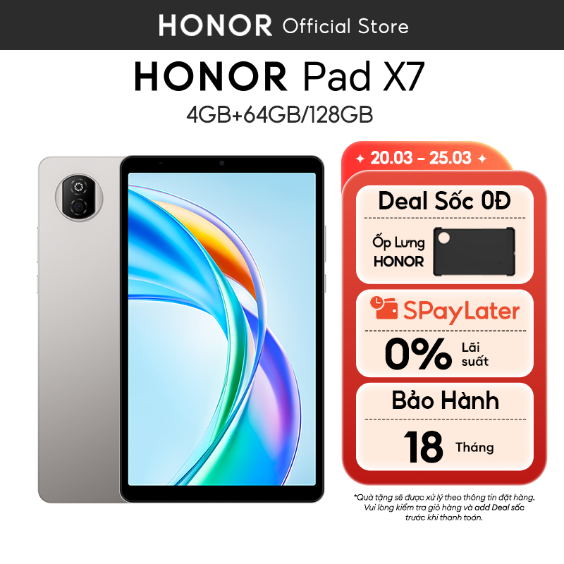 Máy Tính Bảng Honor Pad X7 4GB+64GB/ 128GB | Pin 7020mAh | Chip Snapdragon 680 8 nhân | BH 18 Tháng Hàng Chính Hãng