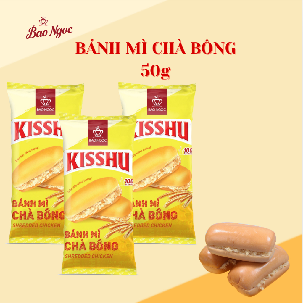 [1-5 Chiếc] Bánh Mì Tươi Kisshu Chà Bông Ruốc Bảo Ngọc Thơm Ngon (50g)