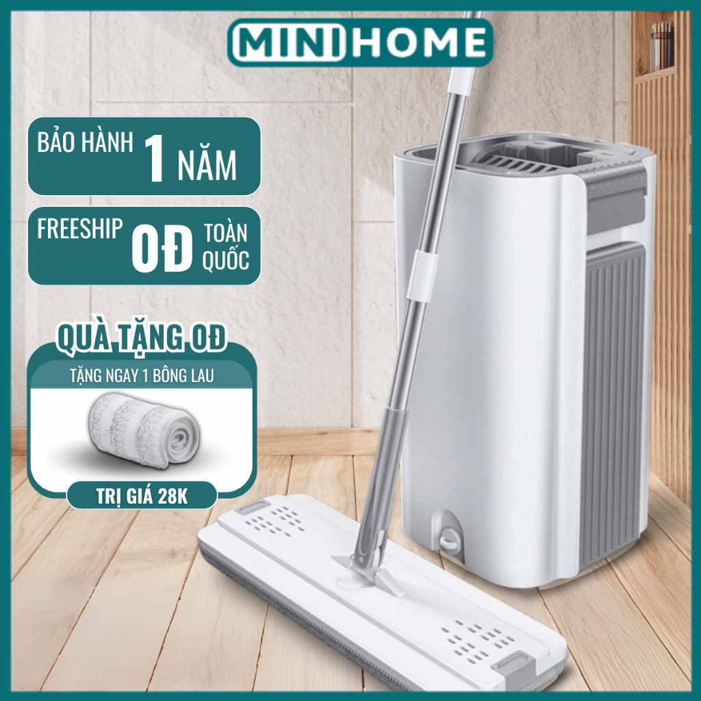 Cây lau nhà tự vắt 2 ngăn GOMOP PLUS bàn lau 33cm dung tích nước 3,5L bảo hành 1 năm