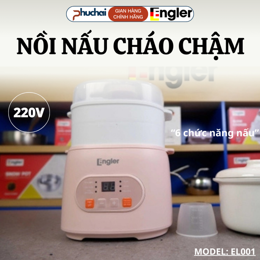 Nồi Nấu Cháo Chậm Engler EL001 Lòng Nồi Tráng Men Giữ Trọn Vị, An Toàn Tiện Lợi Dễ Dàng Vệ Sinh - Điện Máy Phúc Hải