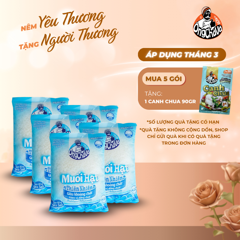 Muối Hạt Thiên Nhiên thương hiệu Ông Chà Và 1kg - Hàng Chính Hãng