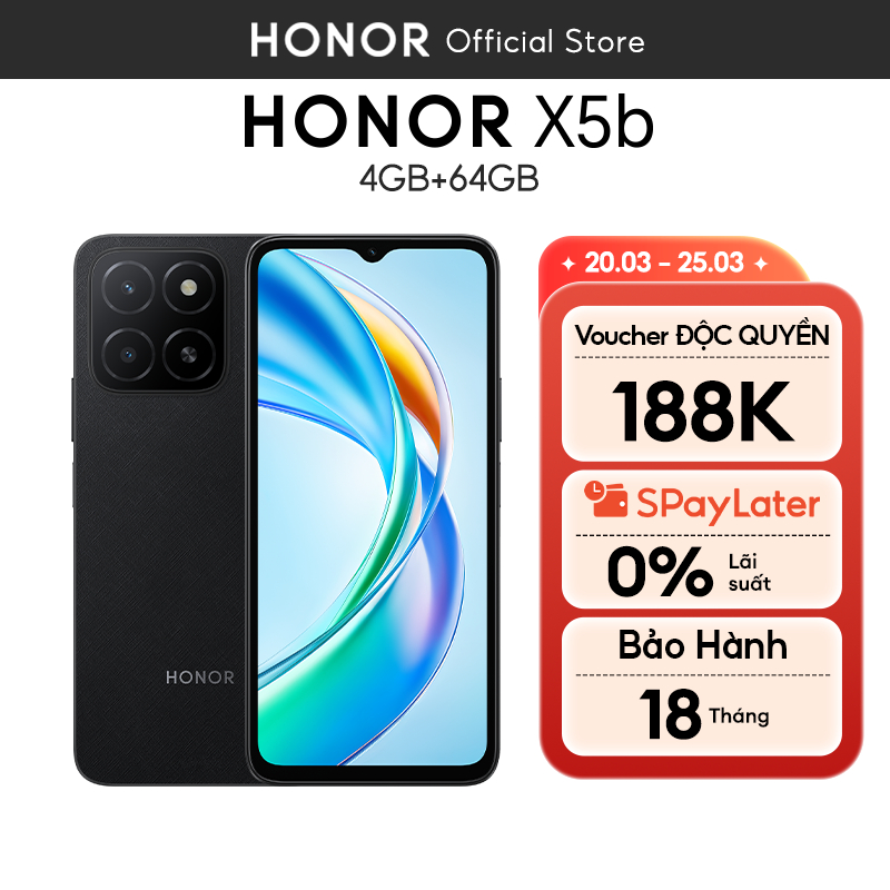 Điện thoại Honor X5b (4+4)GB+64GB | Pin 5200mAh 90Hz | Màn hình 6.56" | BH 18 Tháng Hàng Chính Hãng | BigBuy360 - bigbuy360.vn