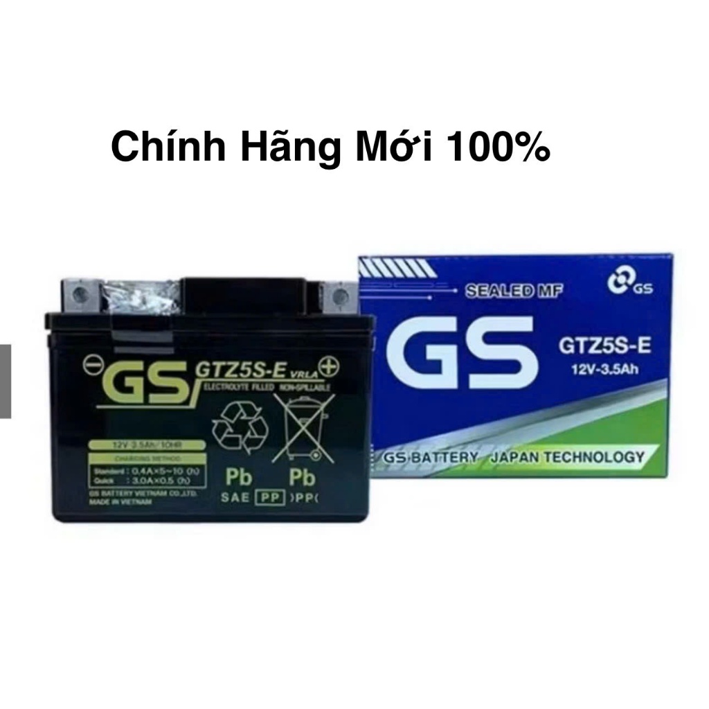 Bình acquy xe máy khô miễn bảo dưỡng GS GTZ5S-E (12V-3.5ah)