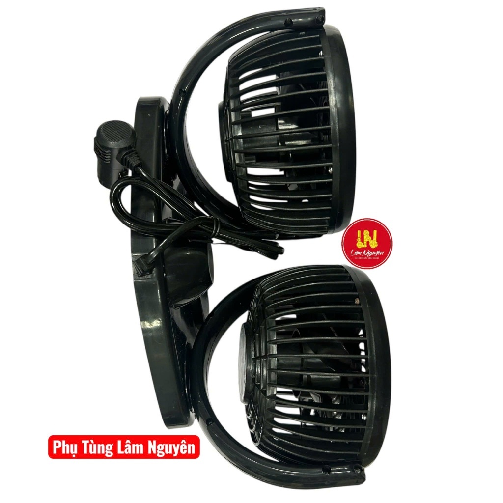 QUẠT KẸP 12V - 24V 2 LỒNG ĐÔI TO DK13.7CM SINOMAN/(Quạt gió dùng trong cabin xe 12V/24V DC YJT303)
