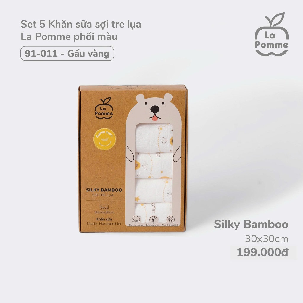 Khăn sữa, khăn đa năng sợi tre lụa La Pomme phối màu La Pomme Bình Dương
