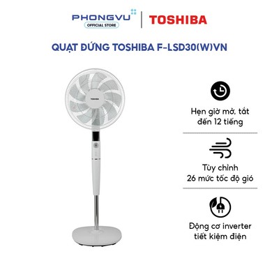 Quạt Đứng Toshiba F-LSD30(W)VN DC Inverter - 9 Cánh - 26 Cấp Độ Gió - Có Remote - Bảo Hành 12 Tháng