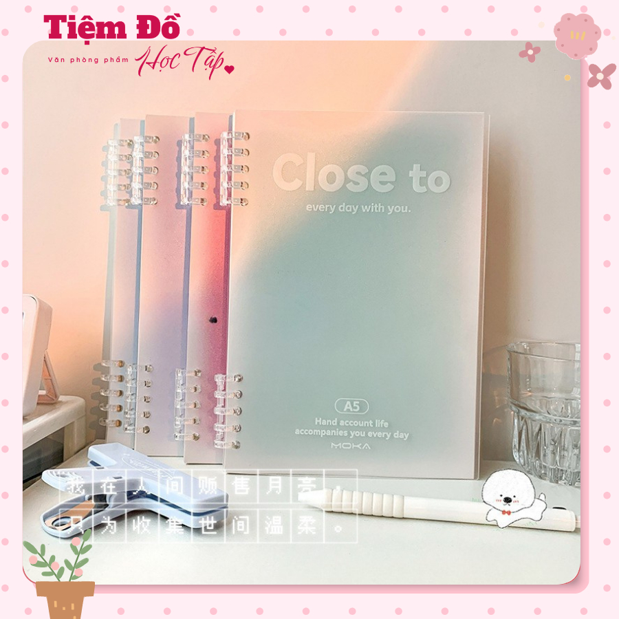 Sổ Tay B5 120 Trang Lò Xo Pastel Close To – Sổ Ghi Chép B5 Bìa Nhựa | Notebook B5 Học Sinh Văn Phòng