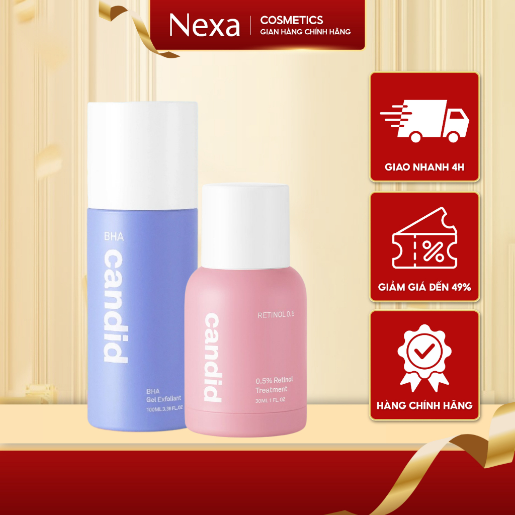 Bộ Đôi Hỗ Trợ Cải Thiện Da Toàn Diện Candid Retinol 0.5% 30ml & Hoạt Chất BHA 100ml