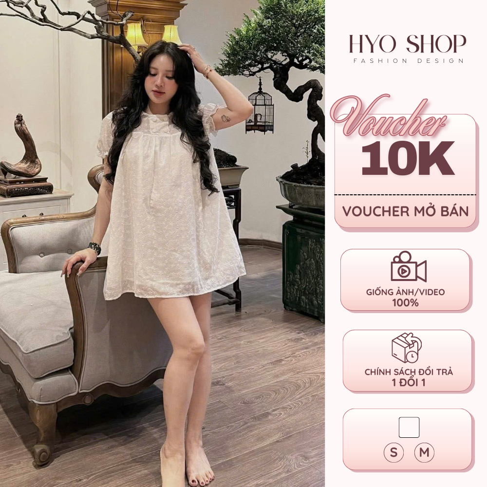 [KÈM QUẦN] Set babydoll nữ cổ sen tay phồng dáng suông 2 lớp - HYO SHOP