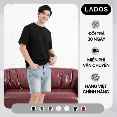 Áo thun cổ tròn Đỏ Trơn 100% cotton 250gsm form relaxfit LADOS-29144  phong cách trẻ trung