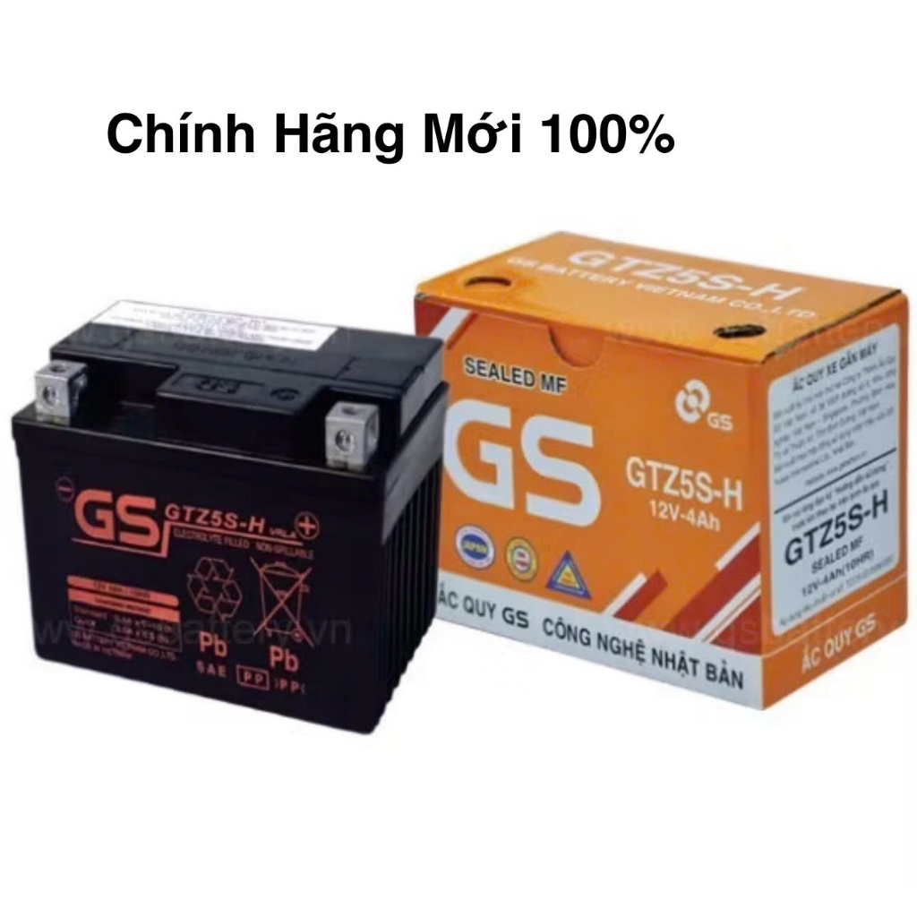 Bình acquy xe máy khô miễn bảo dưỡng GS GTZ5S-H (12V-4ah)