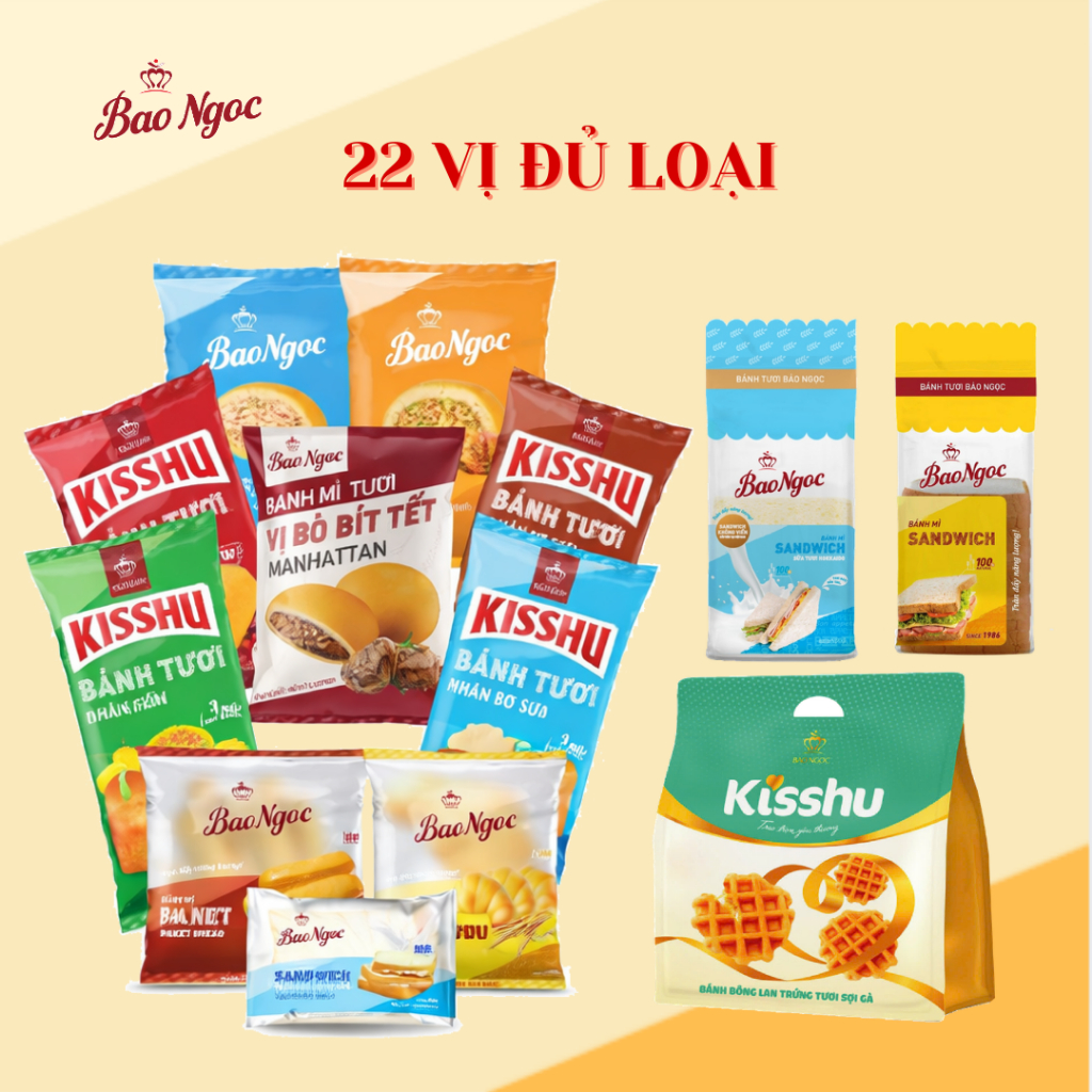 [22 Vị] Bánh mì  full vị bông lan sandwich nhân bơ socola bò gà ruốc chà bông Bảo Ngọc 40 đến 275g