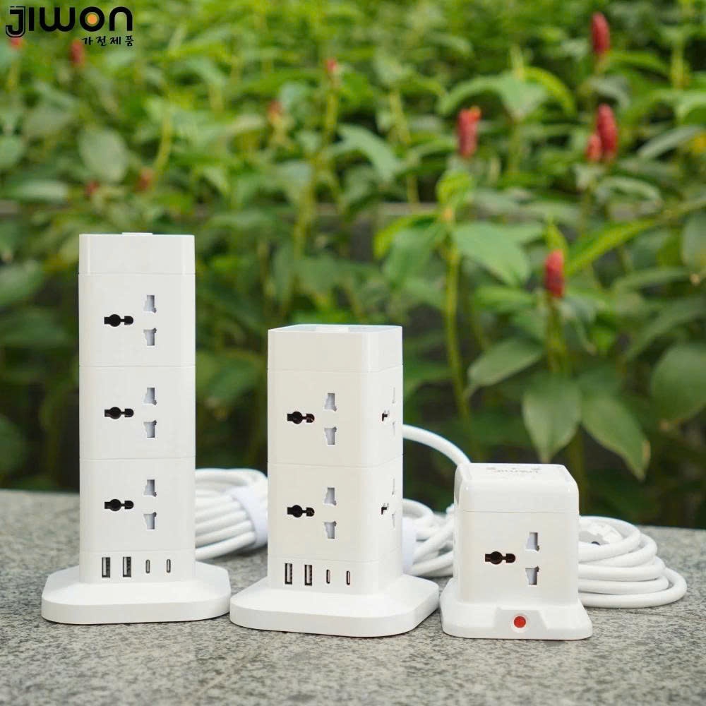 Ổ cắm điện đa năng JIWON JWD-T0419, Tích hợp cổng USB và Type C có sạc nhanh, chống cháy, tự ngắt