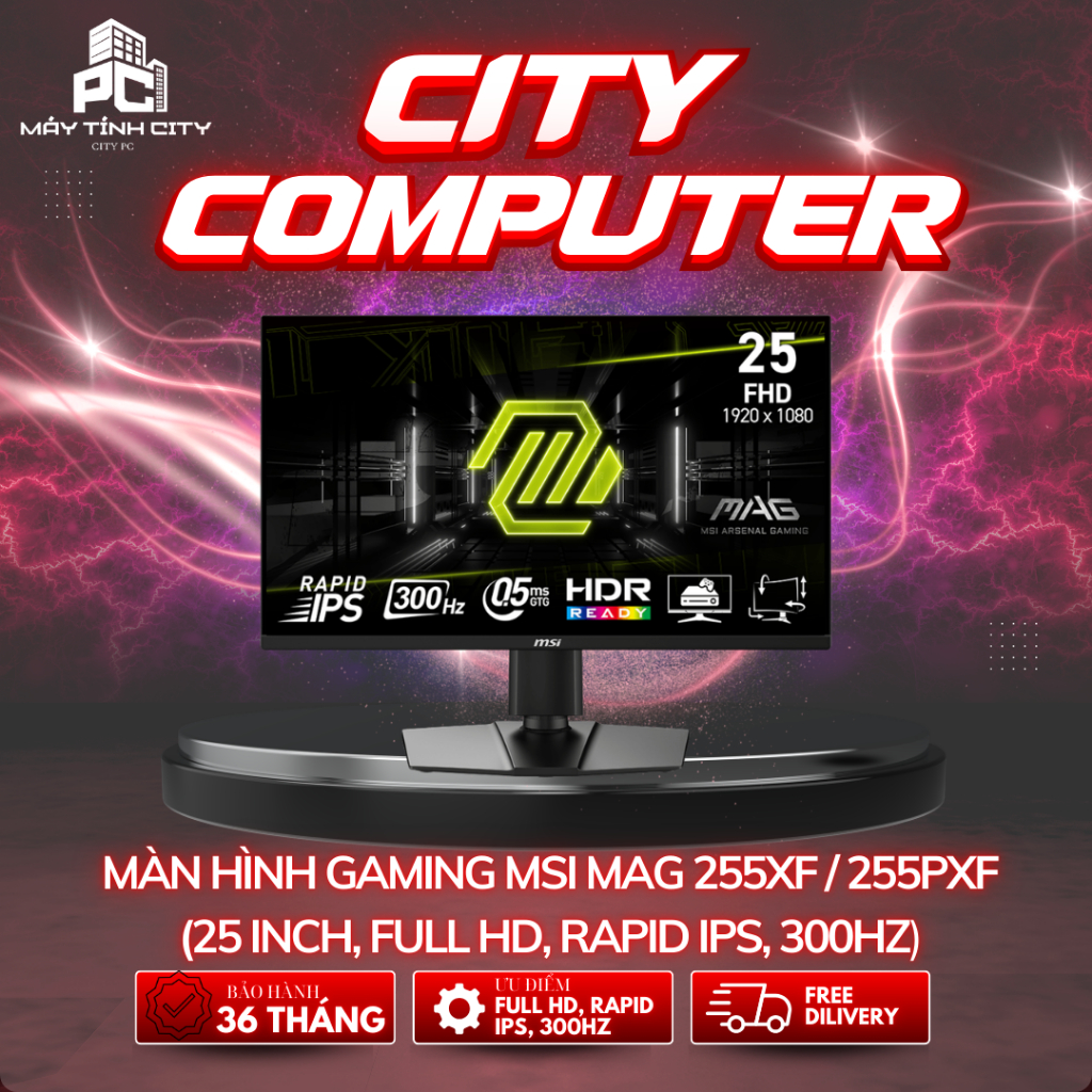 Màn hình Gaming MSI MAG 255XF / 255PXF  (25 inch, Full HD, Rapid IPS, 300Hz, 0.5ms, phẳng)