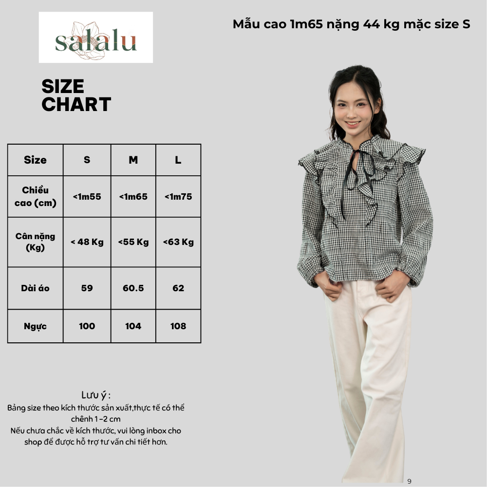 BST XUÂN HÈ BT 041 ÁO SƠ MI PHỐI BÈO HOA KẺ ĐEN TRẮNG | BigBuy360 - bigbuy360.vn