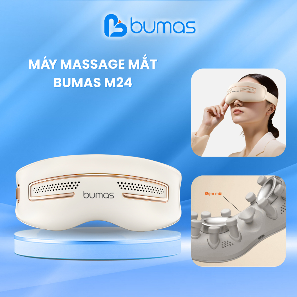 [LIVE x BUMAS] Máy Massage Mắt BUMAS M24 - Không Dây, Chất liệu nhựa ABS, Trọng lượng 300g