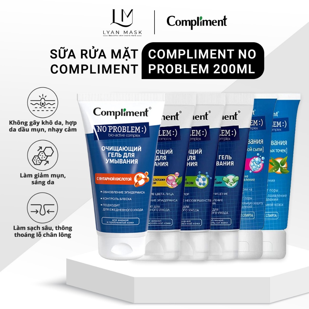 Sữa rửa mặt Compliment No Problem làm sạch sâu, giảm dầu mụn, cho da thông thoáng 200ml