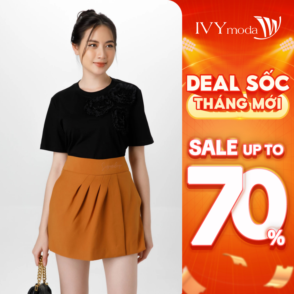 Áo thun nữ phối chữ IVY moda MS 57M7236
