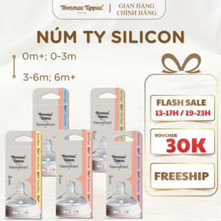 Núm Ty Silicon Siêu Mềm Tự Nhiên Tommee Tippee Natural Start Nhiều Size (Vỉ Đôi, Tách Lẻ)