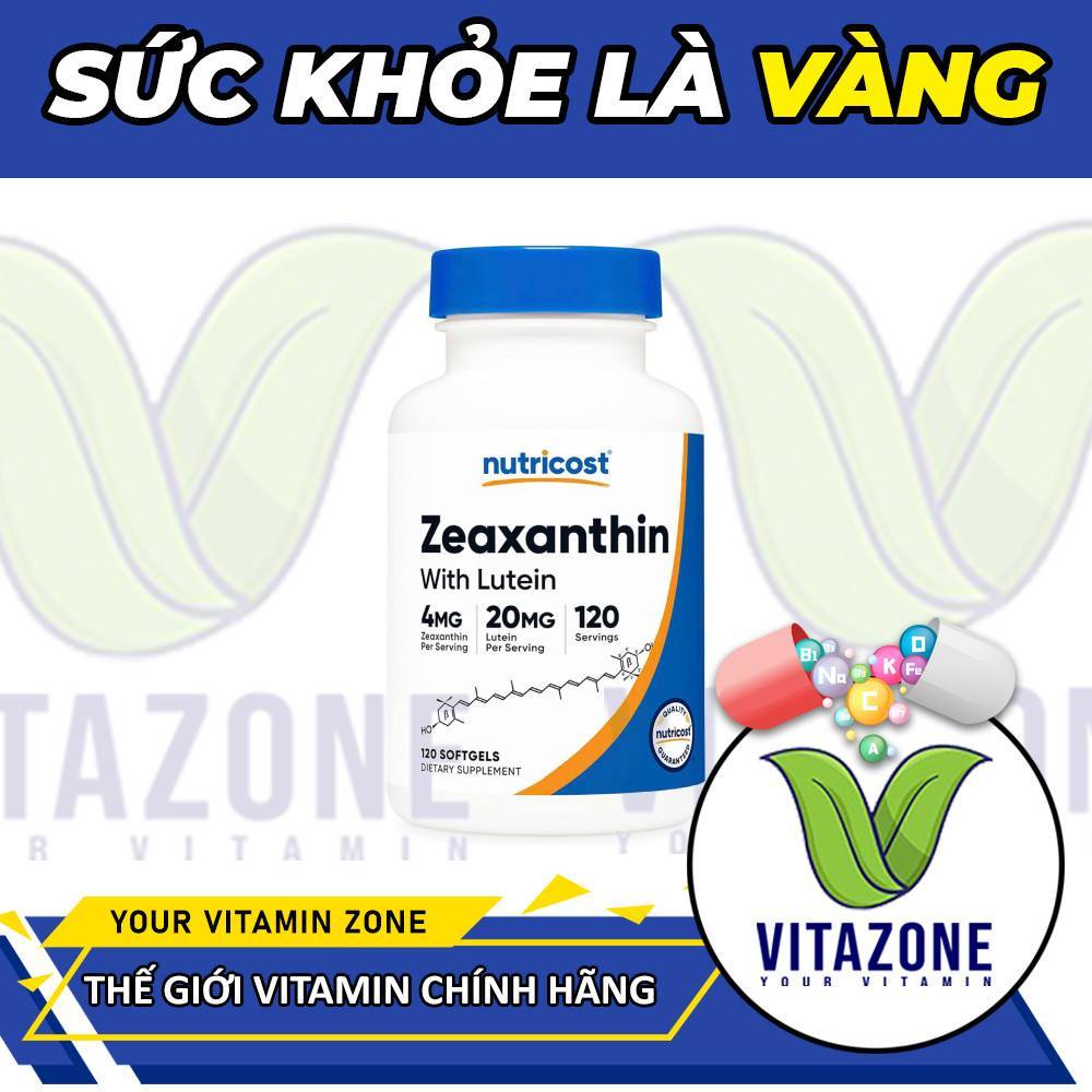Nutricost Zeaxanthin Lutein 20mg – Hỗ Trợ Sức Khỏe Mắt, Giảm Khô Mắt, Mỏi Mắt