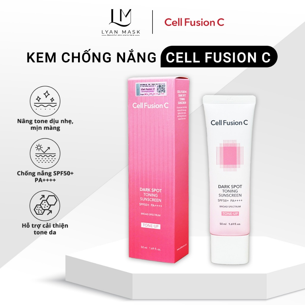 Kem chống nắng Cell Fusion C Dark Spot Toning Sunscreem SPF50+/PA++++ 50ml nâng tông dùng được cho mọi loại da.