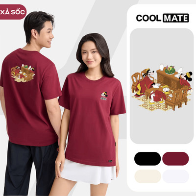 [MUA 2 GIẢM 5%][BST 2026]Áo thun nam nữ cotton 100% 220gsm IN Mickey Dọn nhà đón Tết Áo đôi Coolmate