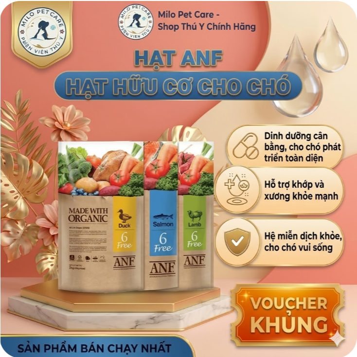 1.6kg-2kg-5.6kg-6kg THỨC ĂN HẠT CHO CHÓ ANF 6FREE – hữu cơ