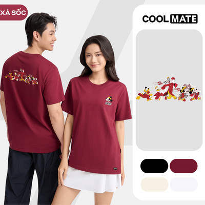 [MUA 2 GIẢM 5%][BST 2026]Áo thun nam nữ cotton 100% 220gsm IN Mickey Du Xuân Áo đôi Coolmate